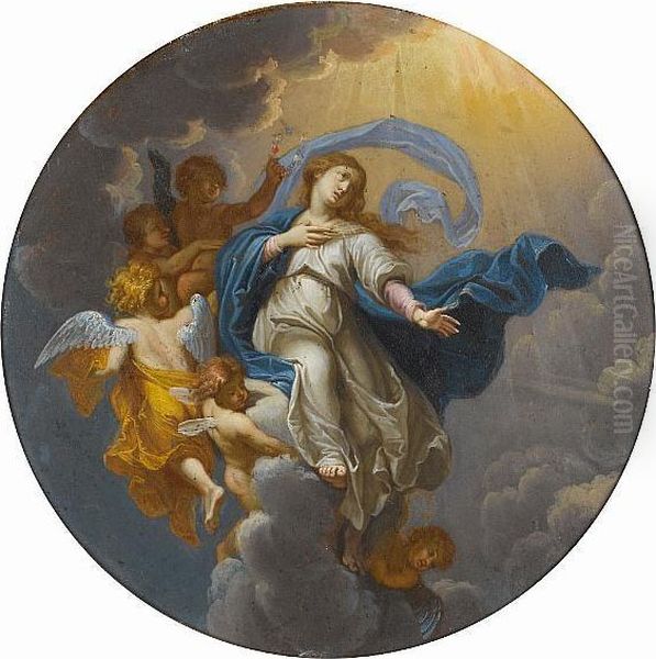 The Assumption Of The Virgin Oil Painting by Rene Antoine Houasse