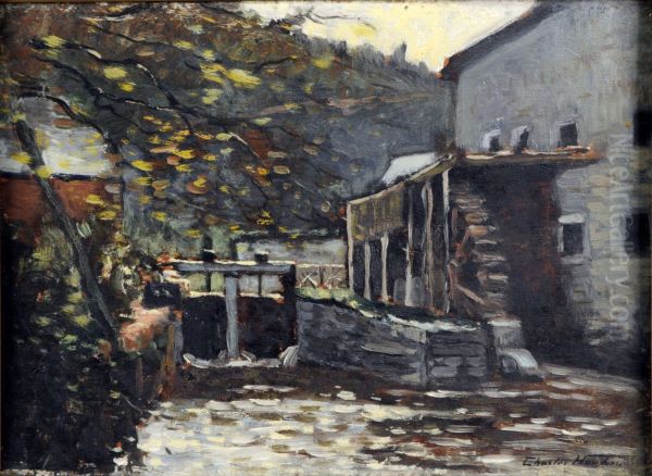 Le Moulin A Eau Oil Painting by Charles Houben