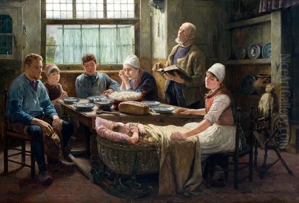 Gebed Voor Het Eten Oil Painting by Henri Houben