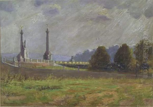 Le Nouveau Pont (de Fragnee) Vu De Fetinne Oil Painting by Lucien Houbiers