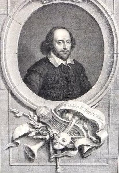 Portrait Of William Shakespeare Oil Painting by Jacobus Houbracken