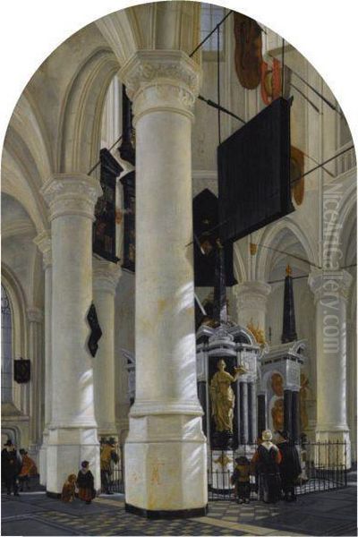 The Interior Of The New Church In Delft With The Tomb Of William Oforange Oil Painting by Gerrit Houckgeest