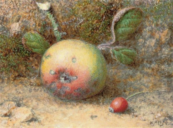 Still Life Of An Apple On A Mossy Bank Oil Painting by William Hough