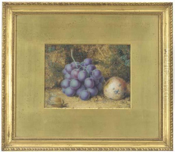 Grapes, Crab-apple And A Chestnut Oil Painting by William Hough