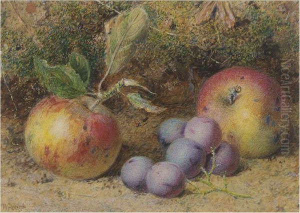 Still Life Of Apples And Grapes Oil Painting by William B. Hough