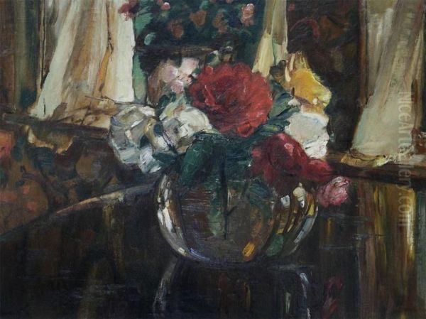 Still Life With Flowers Oil Painting by Rob Houpels