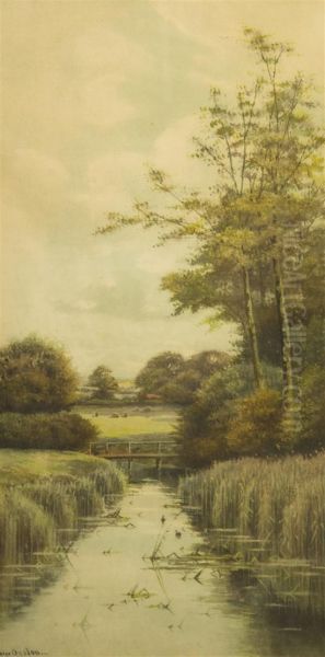 Marsh Bridge Oil Painting by George Houston