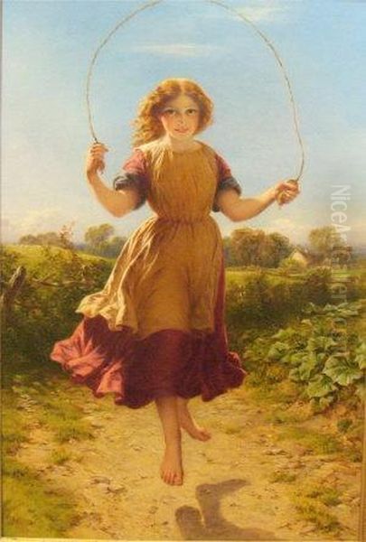 Girl With A Skipping Rope Oil Painting by John Adam P. Houston