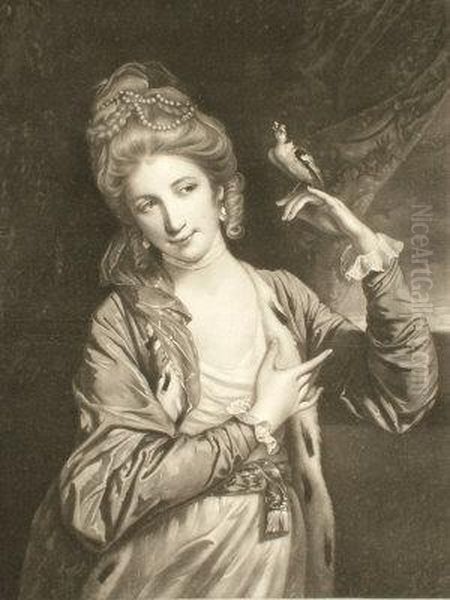 And Robert Sayer Fl.mid 18th Century- Portrait Of A Lady Holding Asmall Bird, Possibly Miss Harriet Powell As Leonora, After Sirjoshua Reynolds Ra, 1723-1792 Oil Painting by Richard Houston