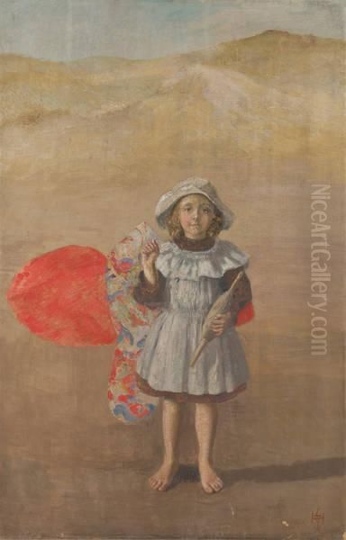 Jeune Fille Dans Les Dunes Oil Painting by Leon Houyoux