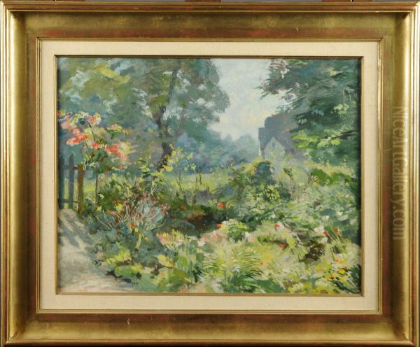 Jardin Fleuri Oil Painting by Leon Houyoux