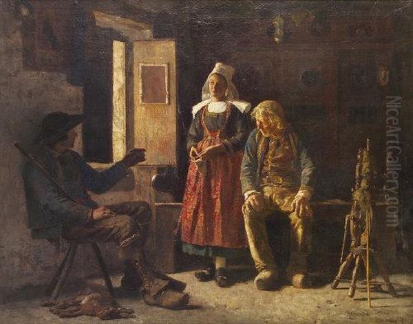 The Story Of The Hunt Oil Painting by Thomas Hovenden