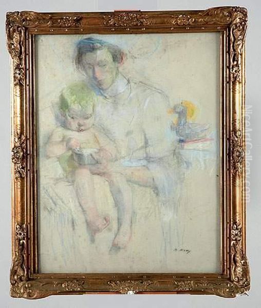 femme Tenant Son Enfant Oil Painting by Beatrice Julia How