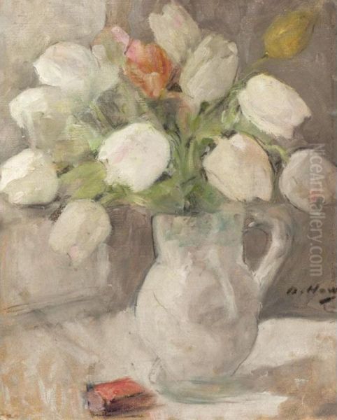 Still Life With Tulips Oil Painting by Beatrice Julia How