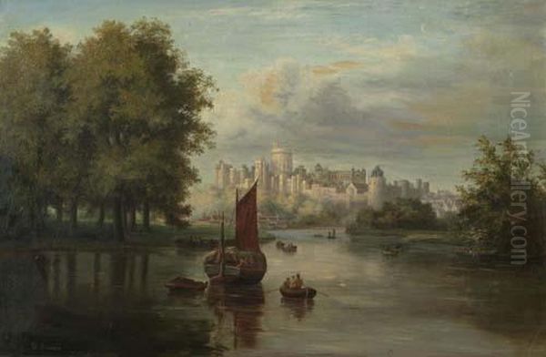 Seenlandschaft Mit Schloss. Oil Painting by William Howard Hart