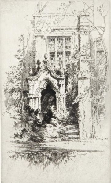 Gothic Doorway Oil Painting by Albany E. Howarth