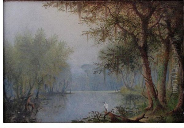 Louisiana Bayou With Egret Oil Painting by William Henry Howe