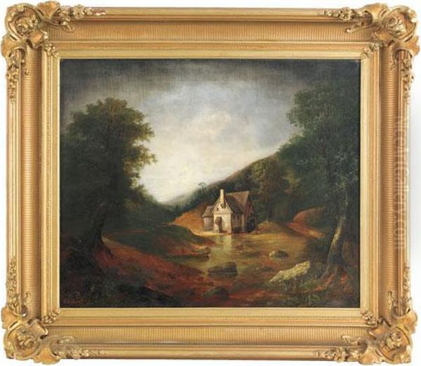 Landscape With Mill Oil Painting by Edward A. Howell