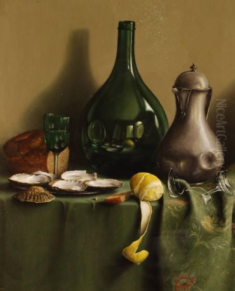 Still Life Study Items On A Table Oil Painting by John Howes