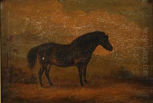 Horse Portrait Before Mountains Oil Painting by James Howe