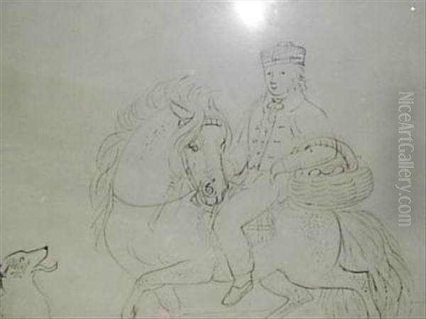 Howe Of Stirling Figures Onhorse Back Two Oil Painting by James Howe