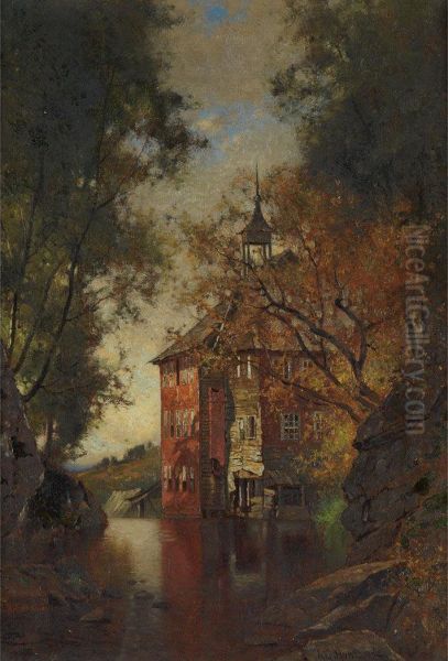 Mill House Oil Painting by Alfred Cornelius Howland