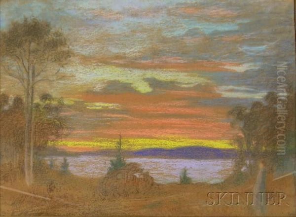 Landscape At Sunset Oil Painting by Edith Howland