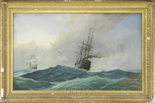 Confrontation At Sea Oil Painting by Edward Hoyer