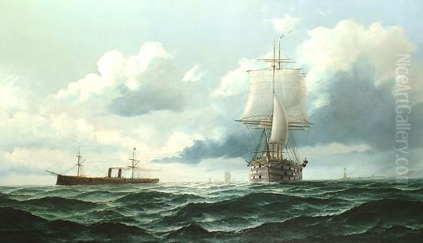 Shipping On High Seas Oil Painting by Edward Hoyer