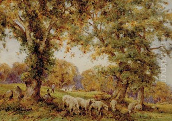 Wooded Pasture In Conway Valley Exh Rca Oil Painting by William R. Hoyles