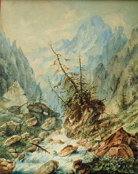 Pejzaz Alpejski Oil Painting by Kanty Jan Hruzik