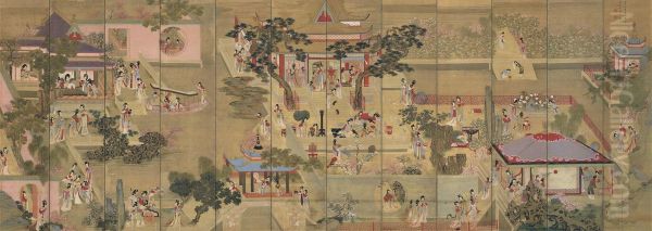 Spring In The Han Palace Oil Painting by Lu Huancheng