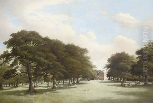 Burwell Park, Near Louth, Lincolnshire Oil Painting by Bennet Hubbard