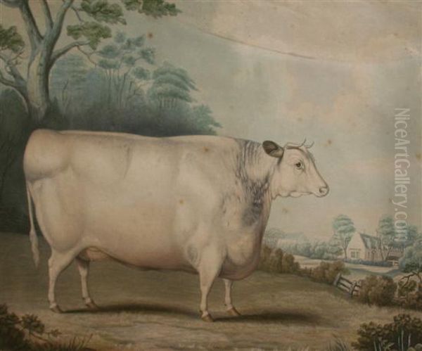 The Habertoft Short Horned Prize Cow Oil Painting by Bennet Hubbard