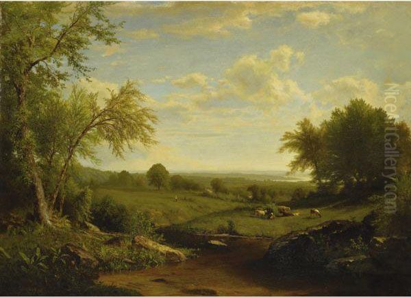 Hudson River Valley Oil Painting by Richard William Hubbard