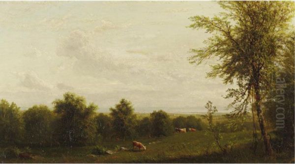 Landscape With Cattle At Pasture by Richard William Hubbard