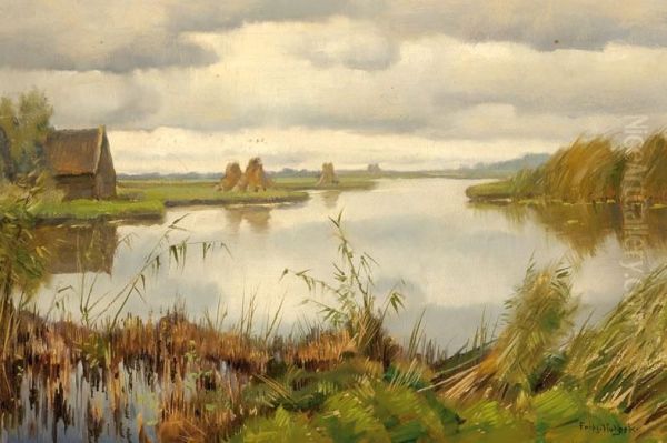 Bank Of A River Oil Painting by Frits Hubeek