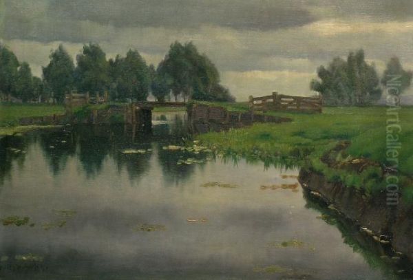 Marsh Landscape Oil Painting by Frits Hubeek