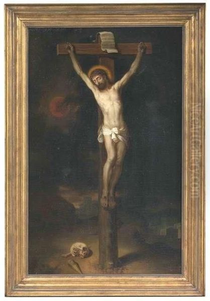 Christ On The Cross Oil Painting by Conrad Huber