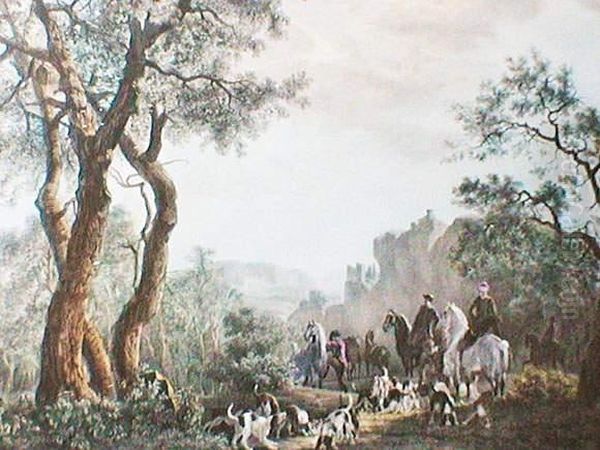 D'apres, Chasse A Courre Oil Painting by Jean Daniel Huber