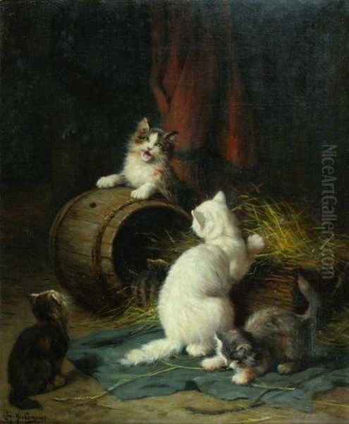 Les Quatre Chatons Oil Painting by Leon Charles Huber