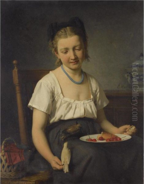 Le Gouter Oil Painting by Emile Auguste Hublin