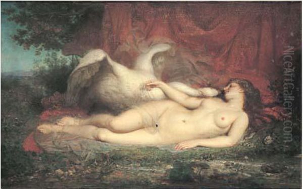 Leda Et Le Cygne Oil Painting by Emile Auguste Hublin