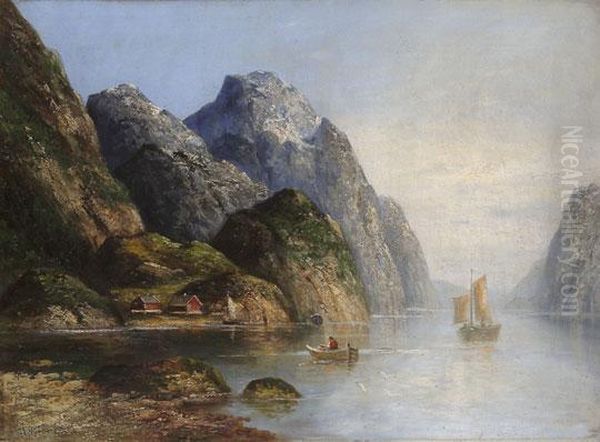 Fjord Oil Painting by Anton Hubner