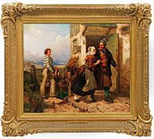 Unerwartete Heimkehr Des Jungen Seemannes Oil Painting by Carl Wilhelm Hubner