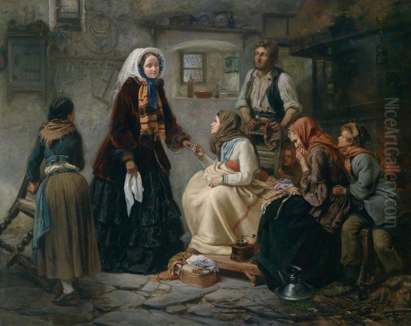 Visita Della Dama Elegante Oil Painting by Carl Wilhelm Hubner