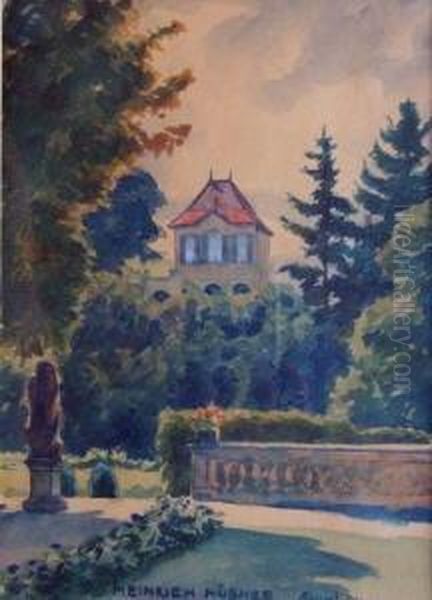 Ansicht Des Parkes In Seusslitz Oil Painting by Heinrich Hubner