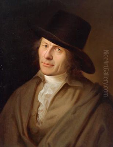 Ritratto Di Un Signore Con Cappello Nero Oil Painting by Huck, Johann Gerhard