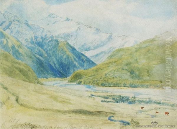 Head Of The Matukituki River Oil Painting by Fortescue Francis Huddlestone