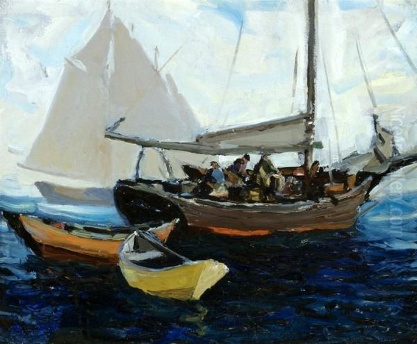 Fishermen, Monhegan Oil Painting by Eric Hudson